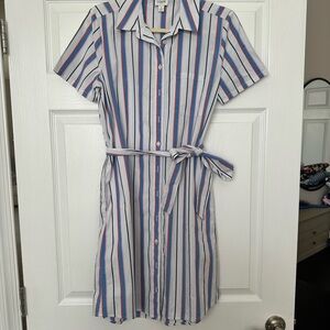 J.Crew Multicolor Striped Dress with Belt